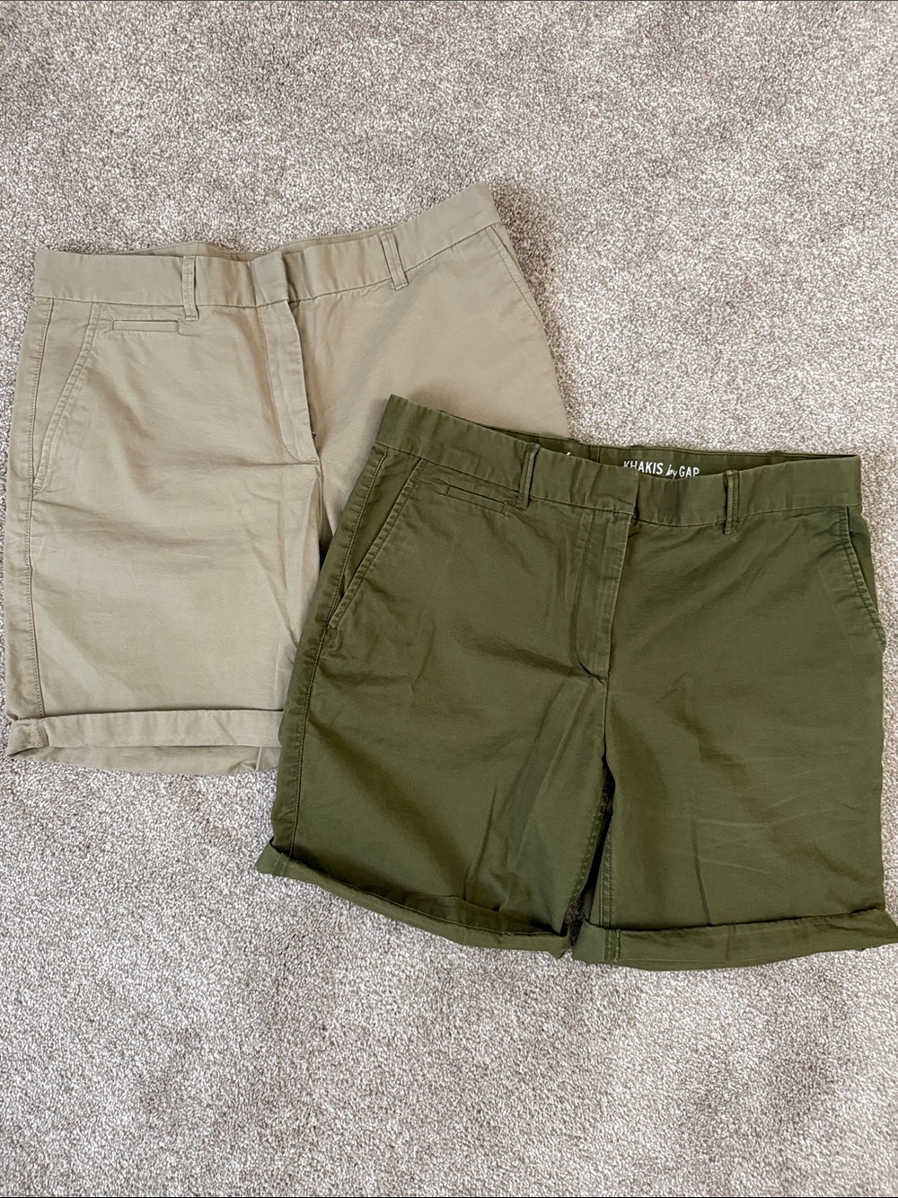 GAP Khaki Shorts Duo - Olive Green and Beige